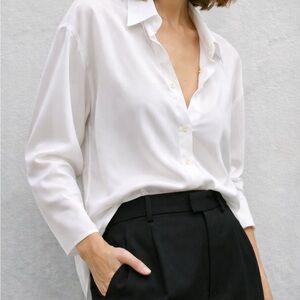 Babaton Silky White Button Down Blouse